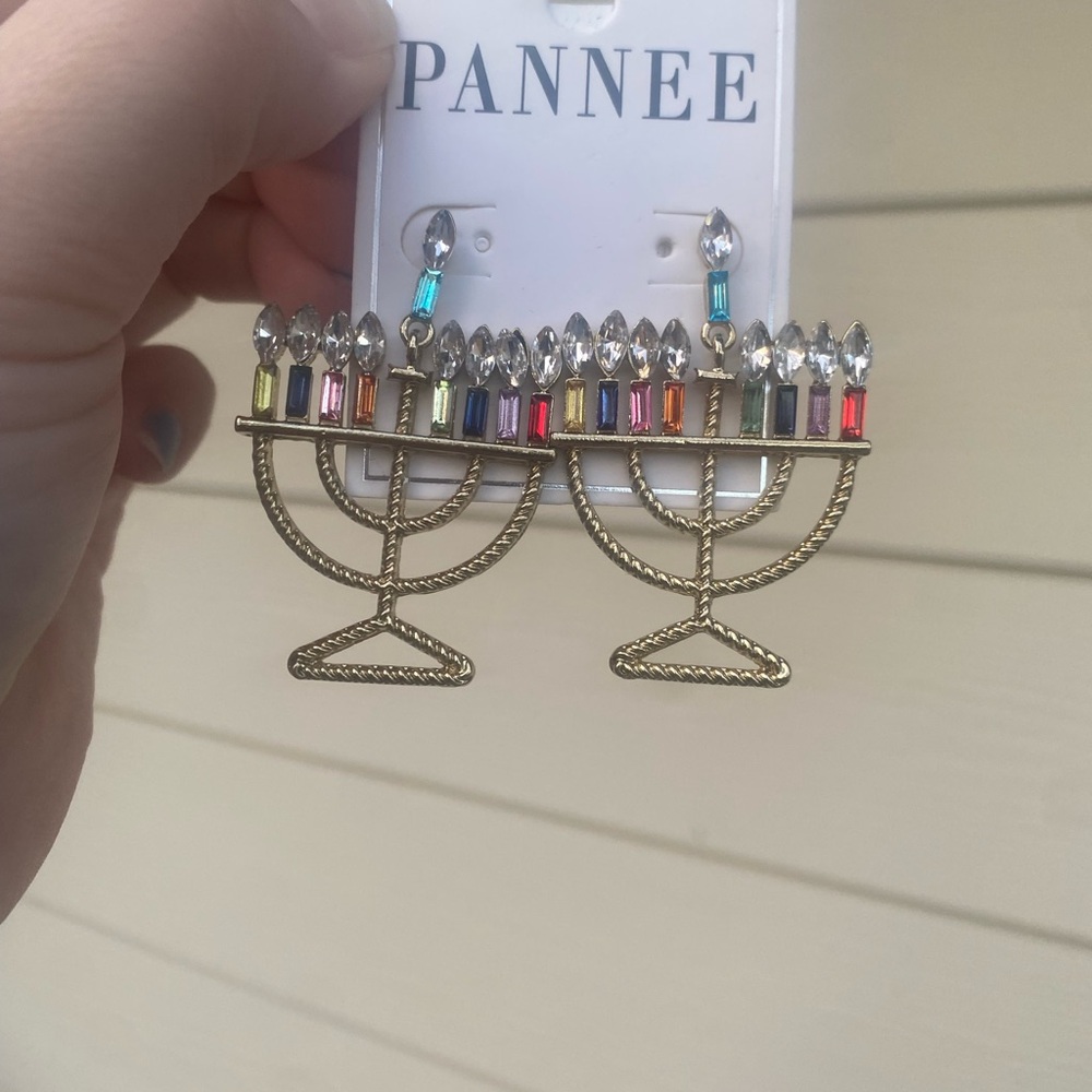 Colorful Menorah Earrings